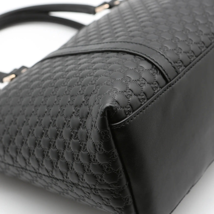 Borsa a mano Gucci mini shopper pelle Guccissima nera