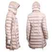 Piumino Moncler beige lungo Hirma con cappuccio