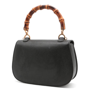 Borsa a mano Gucci Bamboo 1947 Vintage nera pelle cinghiale