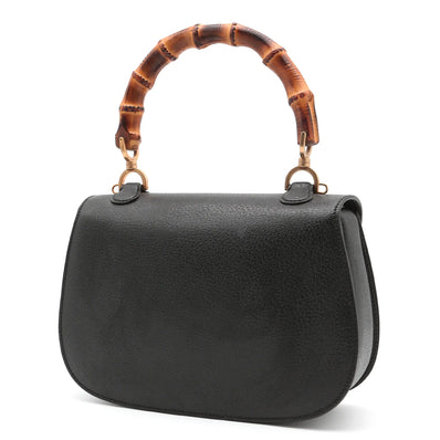 Borsa a mano Gucci Bamboo 1947 Vintage nera pelle cinghiale
