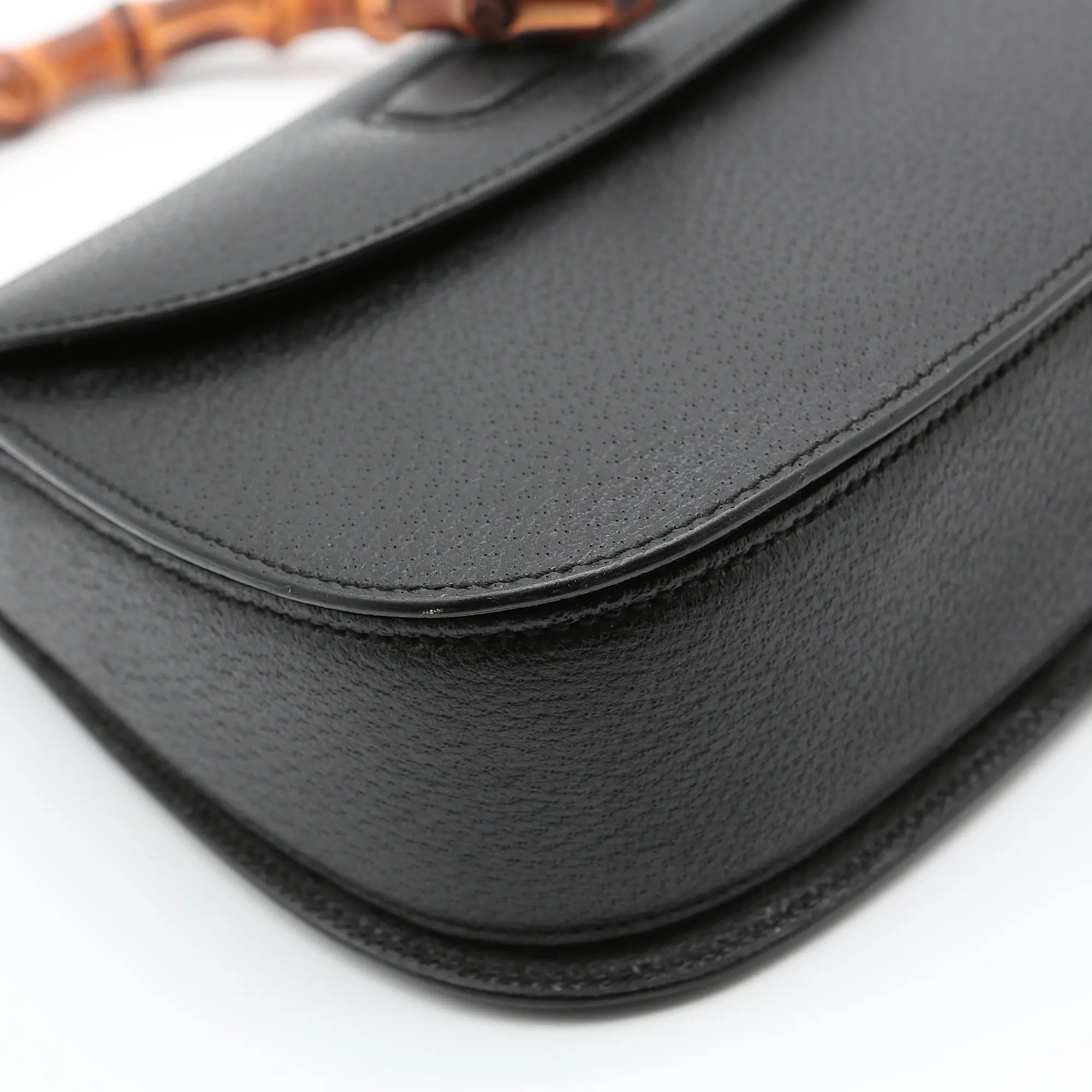 Borsa a mano Gucci Bamboo 1947 nera pelle cinghiale