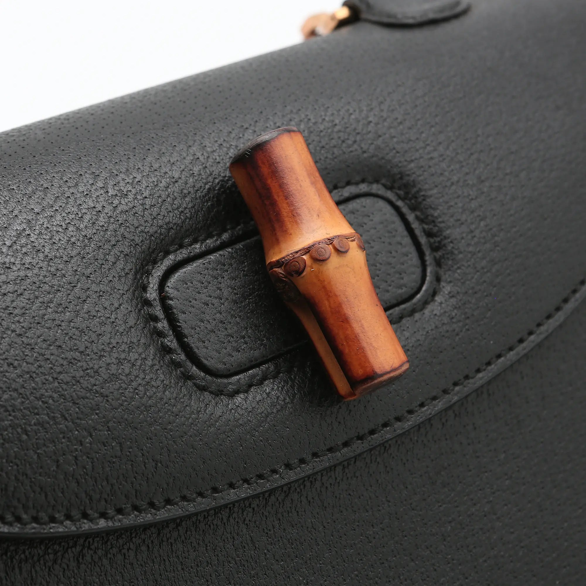 Borsa a mano Gucci Bamboo 1947 nera pelle cinghiale