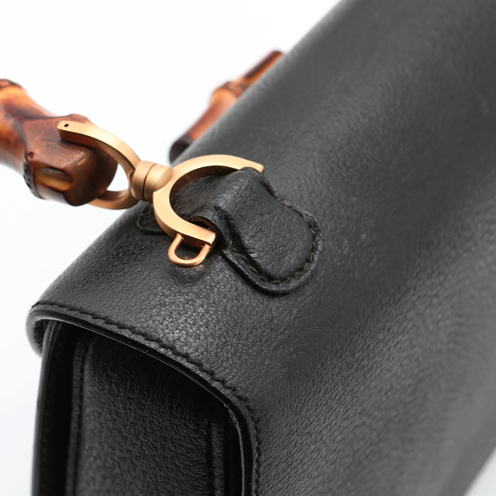 Borsa a mano Gucci Bamboo 1947 nera pelle cinghiale