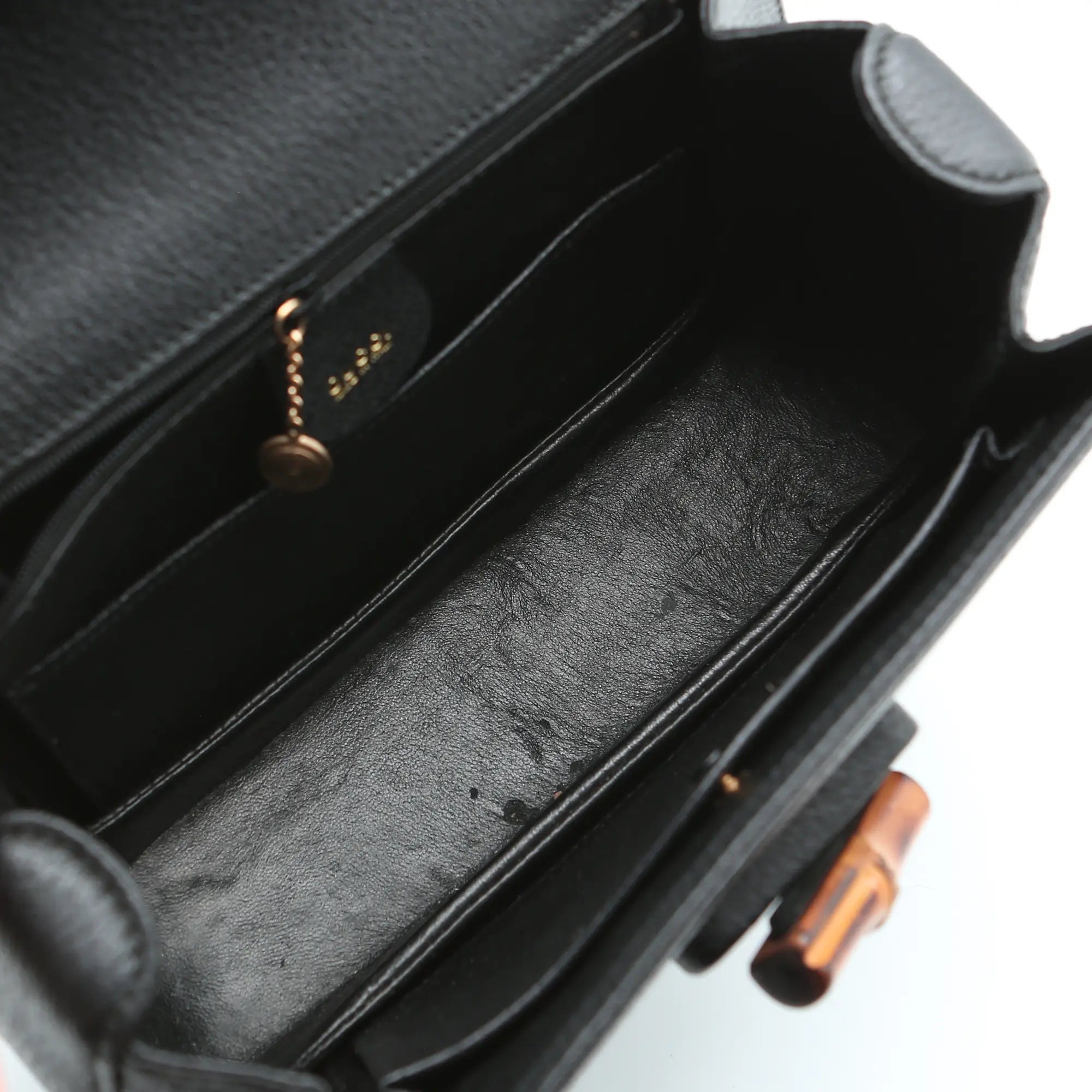 Borsa a mano Gucci Bamboo 1947 nera pelle cinghiale