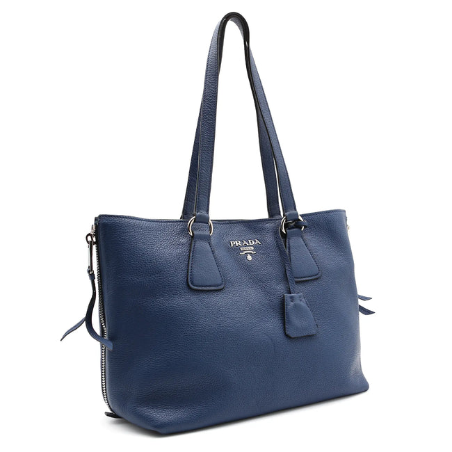 Borsa a spalla Prada vitello  Phenix in pelle blu