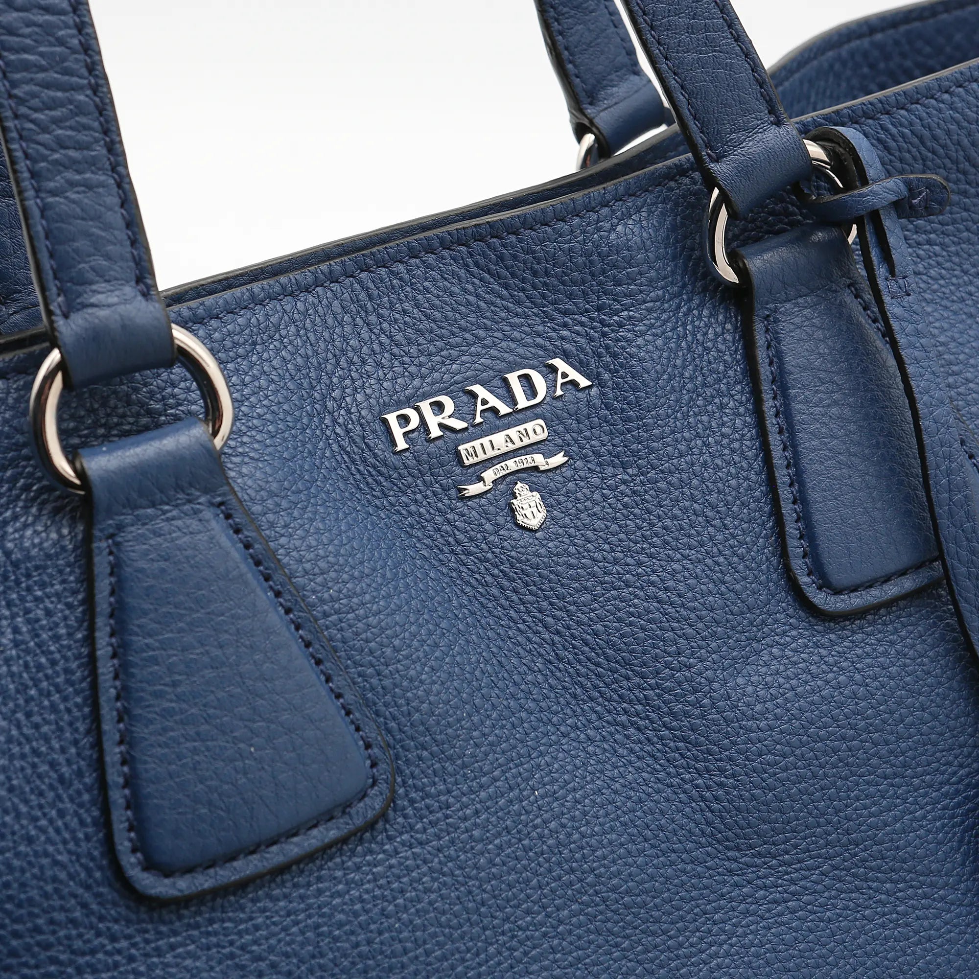 Borsa a spalla Prada vitello  Phenix in pelle blu