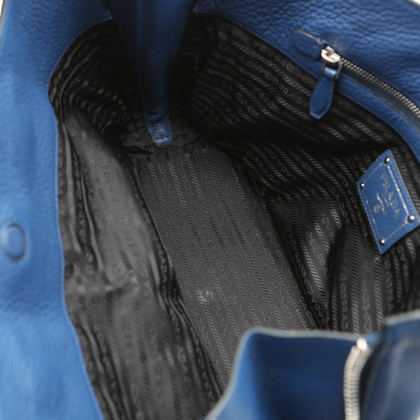 Borsa a spalla Prada vitello  Phenix in pelle blu