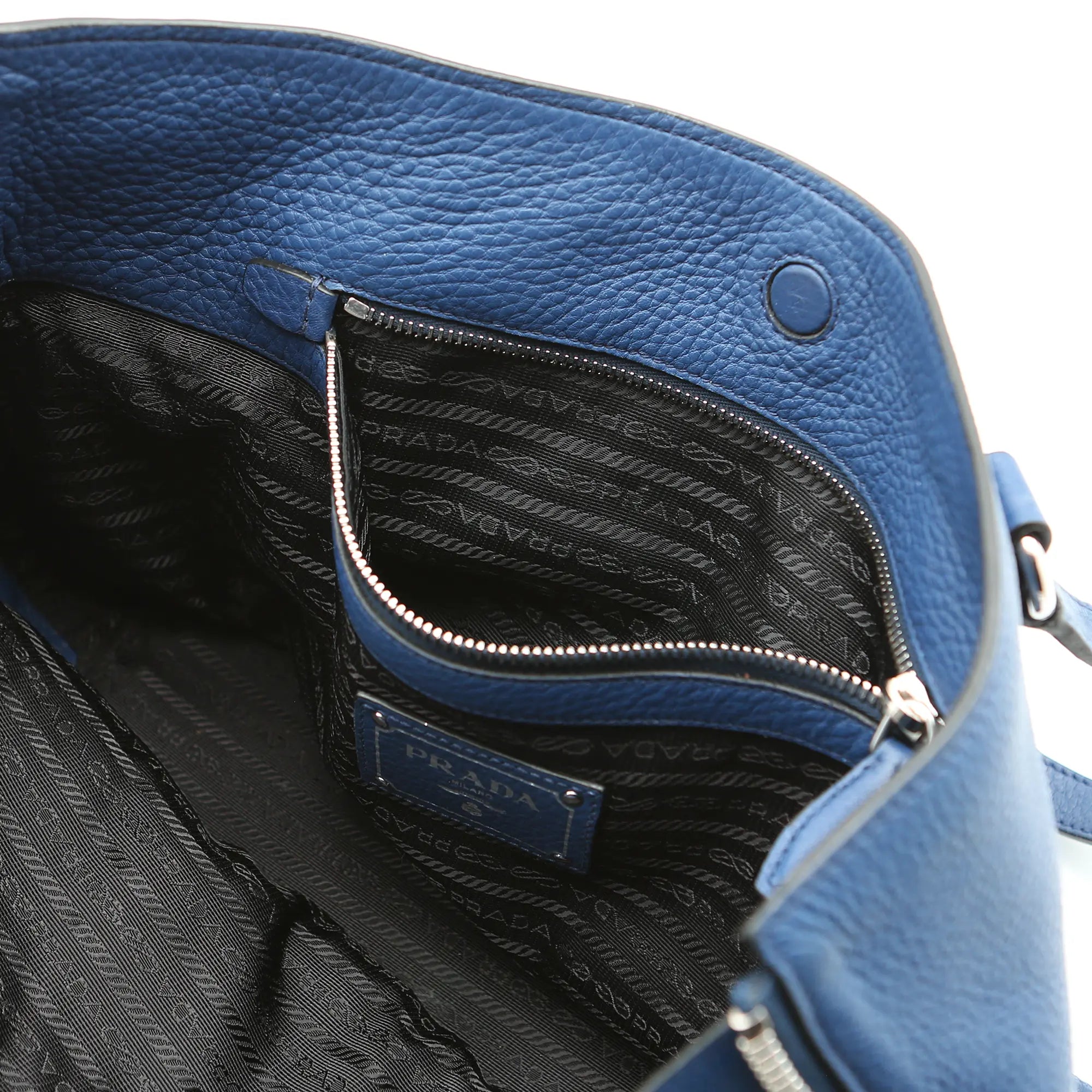 Borsa a spalla Prada vitello  Phenix in pelle blu