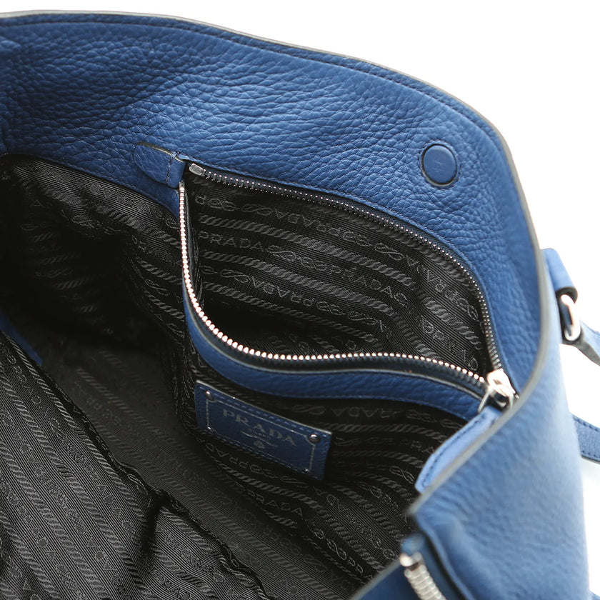 Borsa a spalla Prada vitello  Phenix in pelle blu