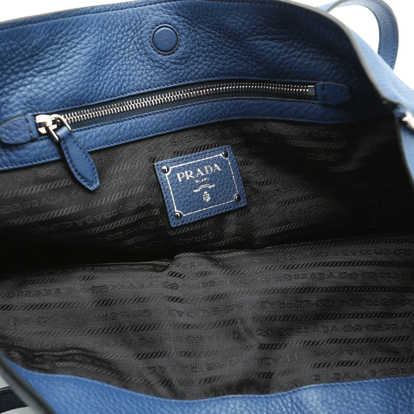 Borsa a spalla Prada vitello  Phenix in pelle blu