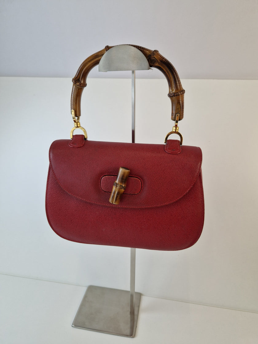 Gucci Handtasche aus rotem Leder „Bamboo 1947“