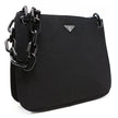 Borsa a spalla Prada nera tessuto rigido con catena