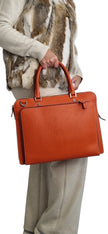 Salvatore Ferragamo Epi Leather Laptop Bag Orange