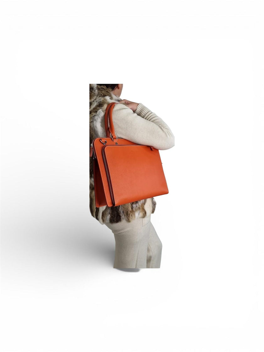 Salvatore Ferragamo Epi Leather Laptop Bag Orange