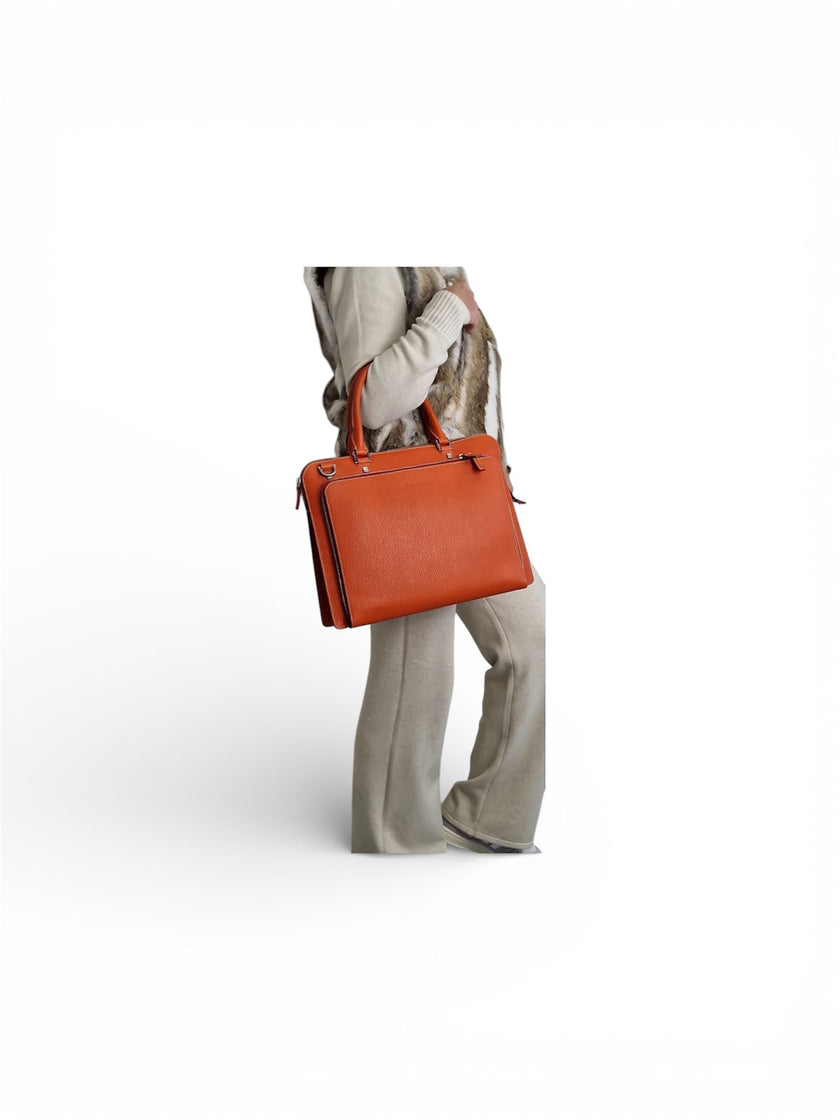 Salvatore Ferragamo Epi Leather Laptop Bag Orange