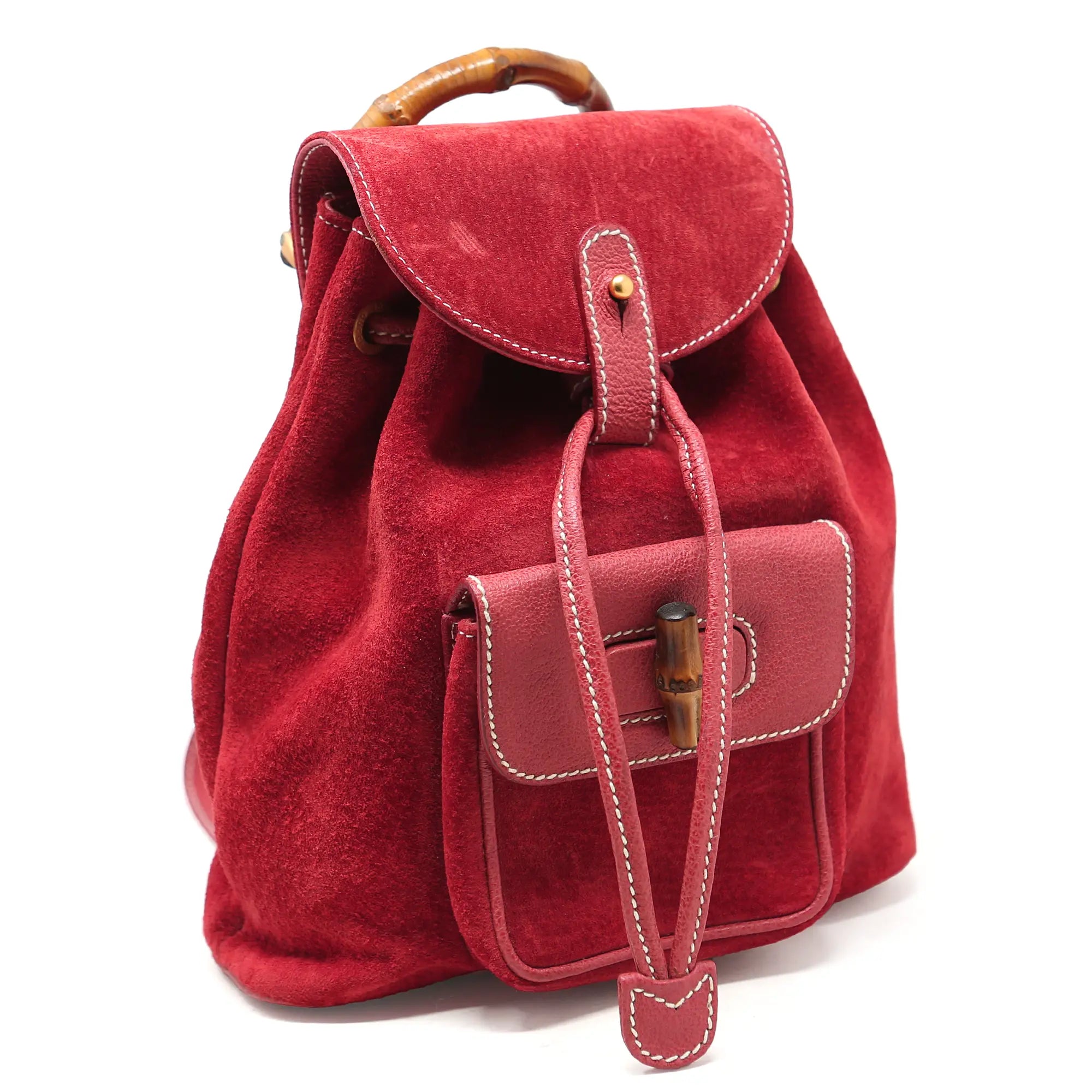 Zaino Gucci Bamboo Camoscio Rosso Vintage