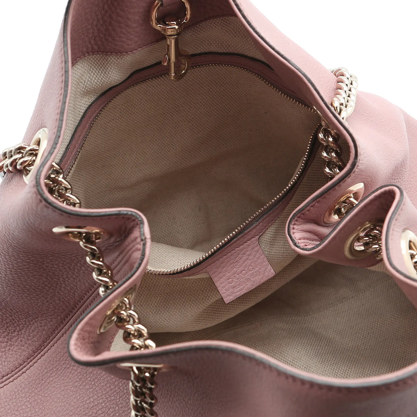 Borsa a mano Gucci Soho pelle cipria