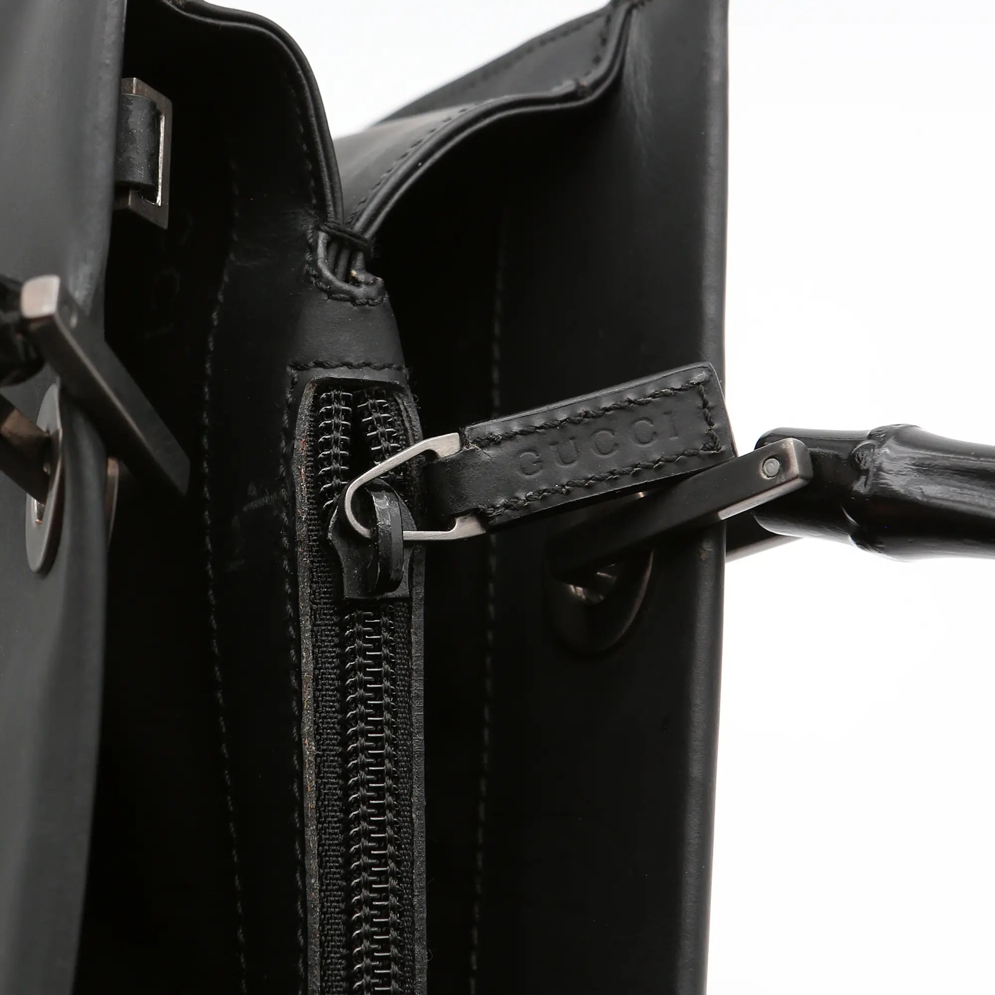 Borsa a mano Gucci Bamboo nera