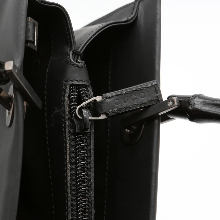 Borsa a mano Gucci Bamboo nera