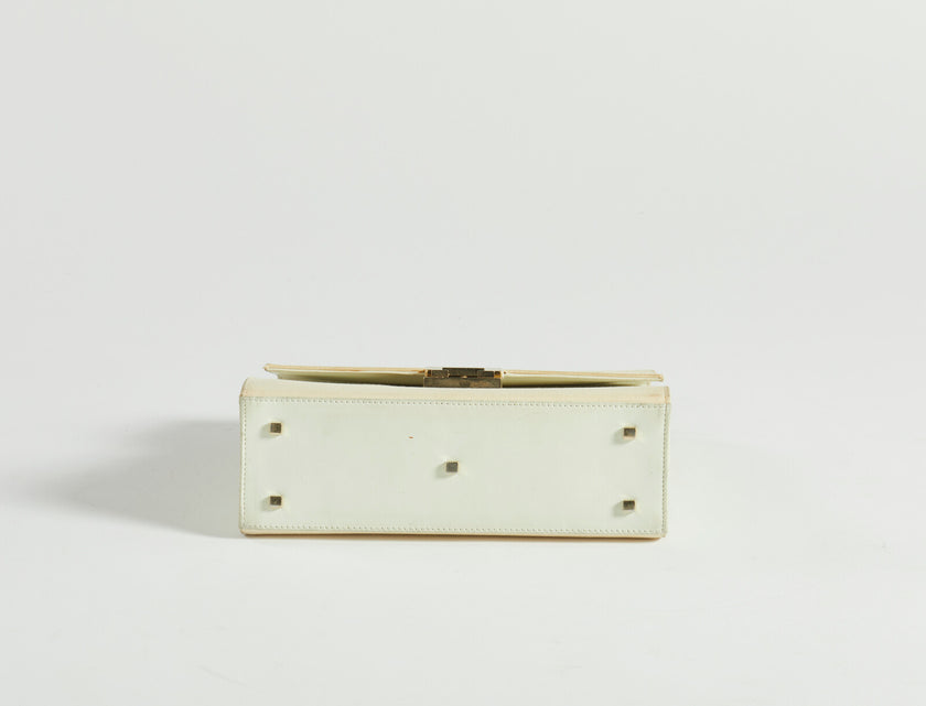 Borsa a mano Gucci anni '90 in pelle e tessuto beige