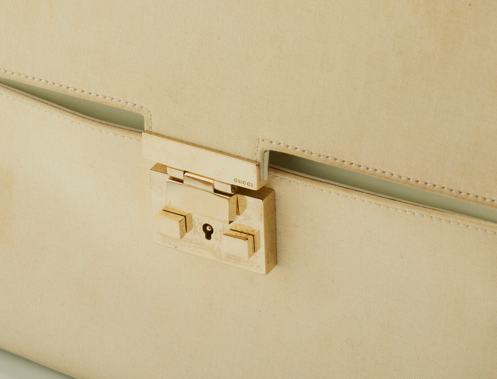 Borsa a mano Gucci anni '90 in pelle e tessuto beige