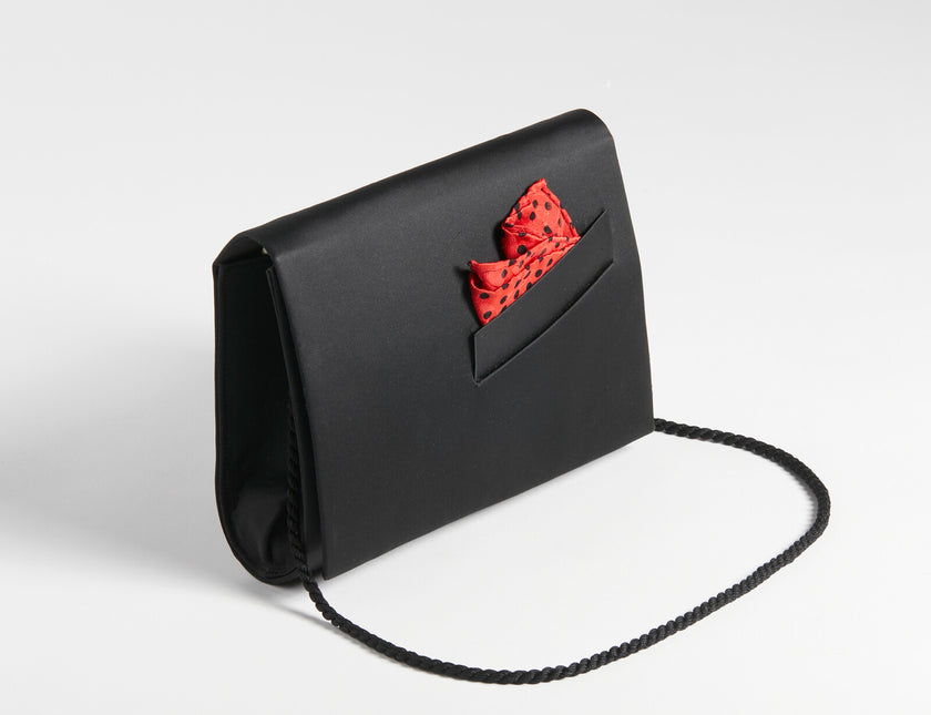 schwarze Satin-Clutch von Christian Dior