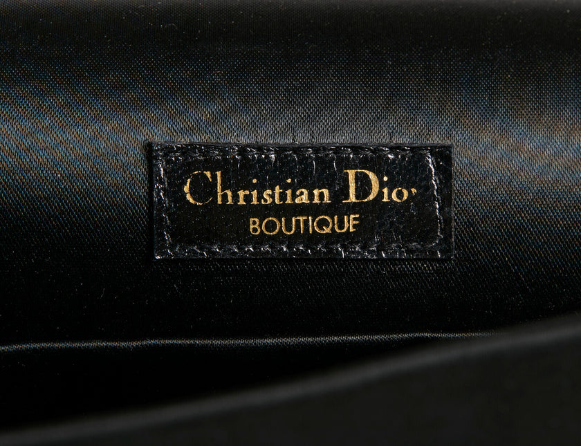 schwarze Satin-Clutch von Christian Dior