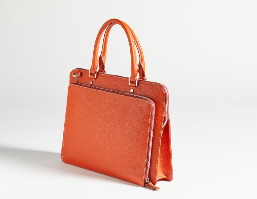 Salvatore Ferragamo Epi Leather Laptop Bag Orange