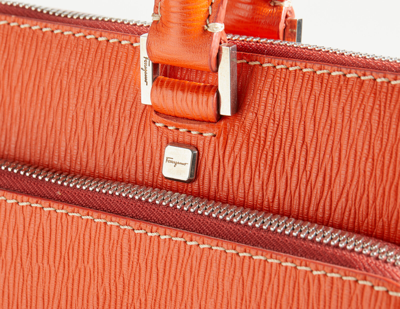 Salvatore Ferragamo Epi Leather Laptop Bag Orange