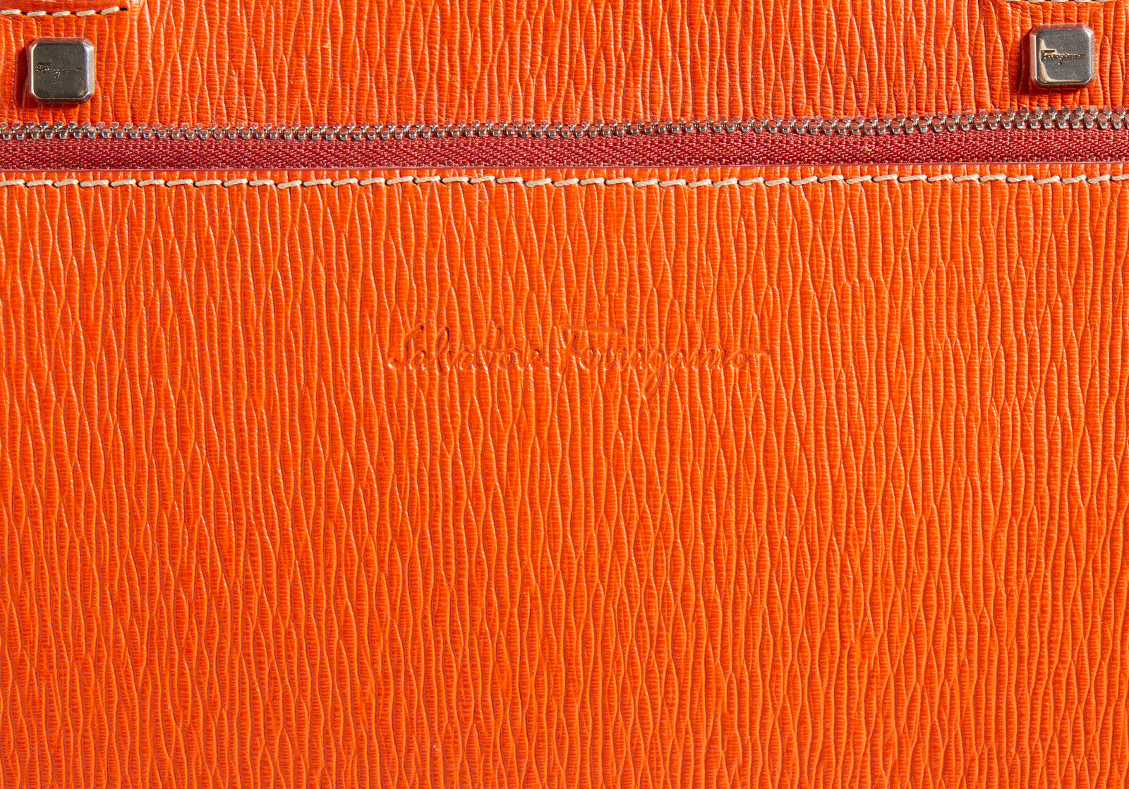 Salvatore Ferragamo Epi Leather Laptop Bag Orange