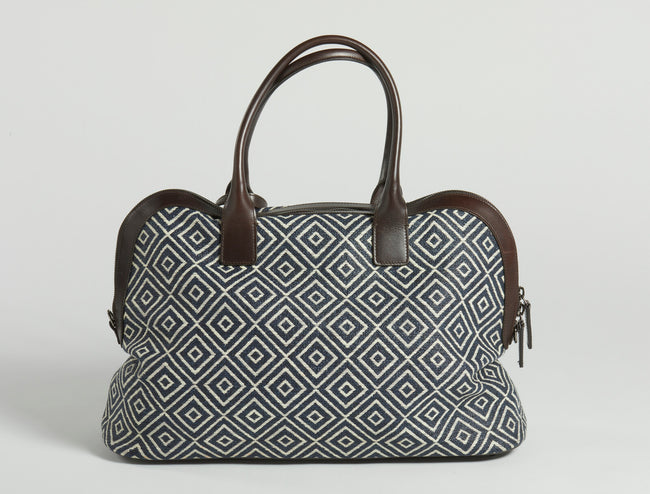 Borsa a mano Salvatore Ferragamo con geometria fantasia blu e marrone