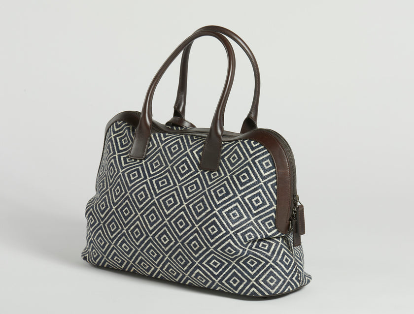 Salvatore Ferragamo handbag with blue and brown geometric pattern