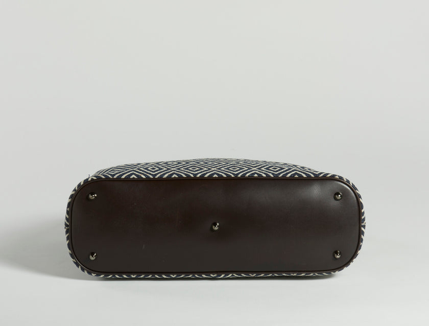 Salvatore Ferragamo handbag with blue and brown geometric pattern