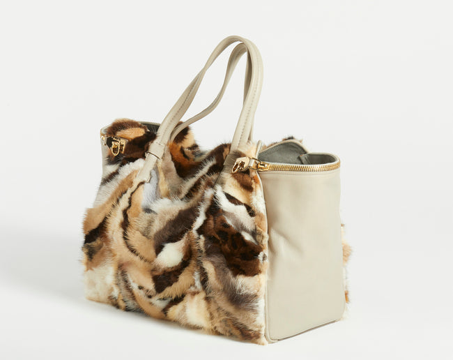 Borsa a mano Salvatore Ferragamo Verve Fox Fur leather bag