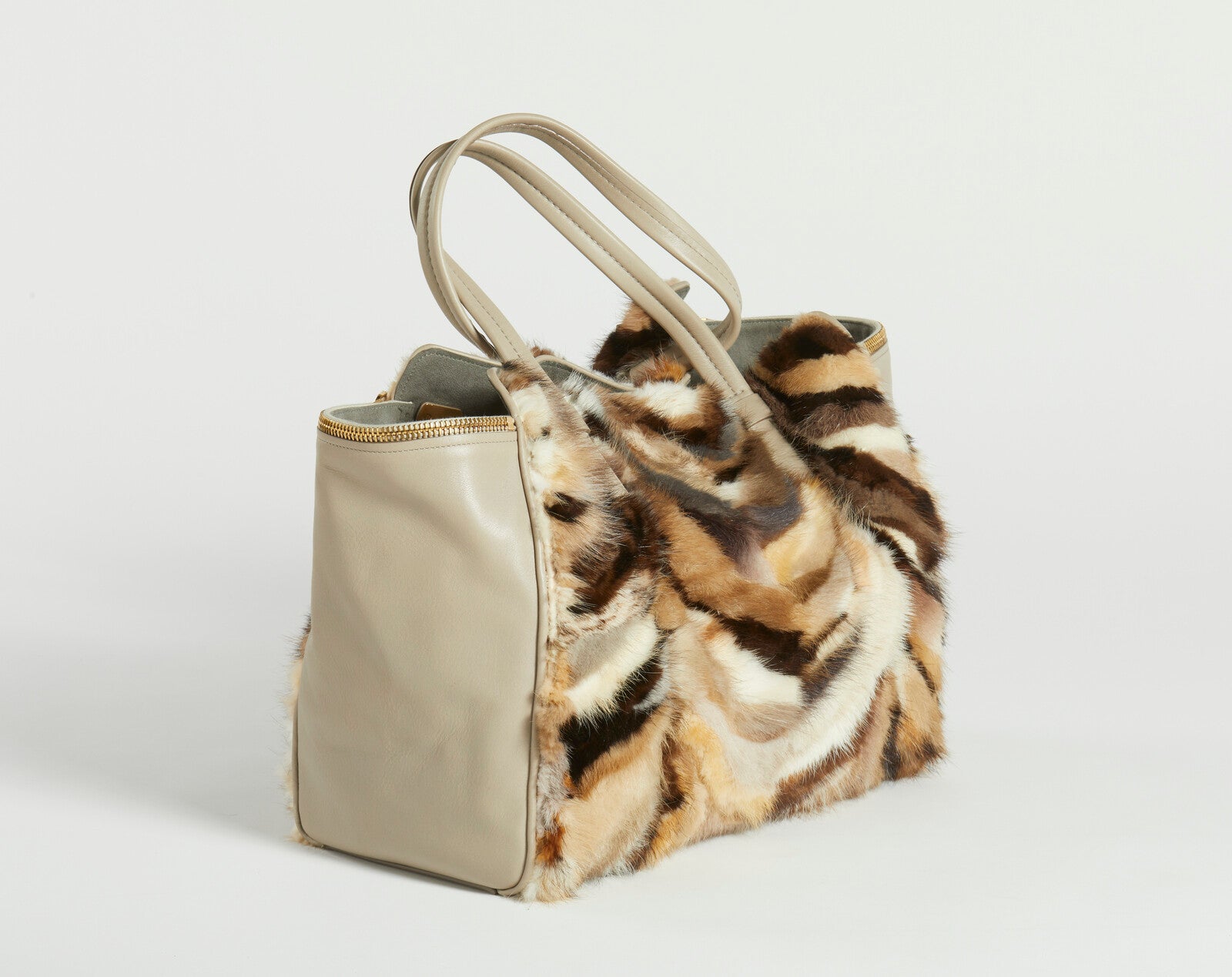 Borsa a mano Salvatore Ferragamo Verve Fox Fur leather bag