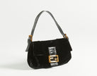 Borsa a spalla Fendi Black Velvet Baguette