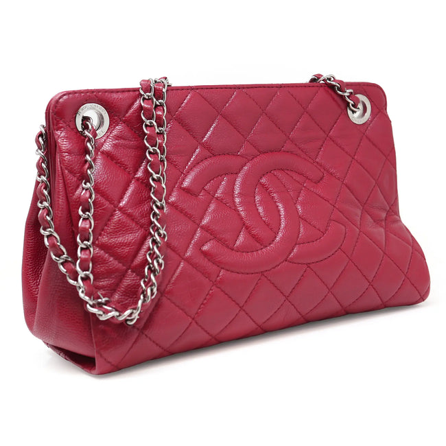 Borsa a mano Chanel Wallet Tote Caviar pelle rossa trapuntata