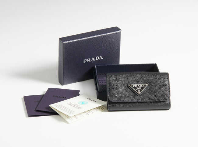 Portachiavi Prada  4-Key Case in pelle Saffiano  nero