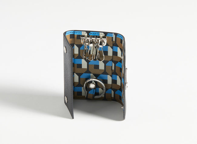 Portachiavi Prada  4-Key Case in pelle Saffiano  nero