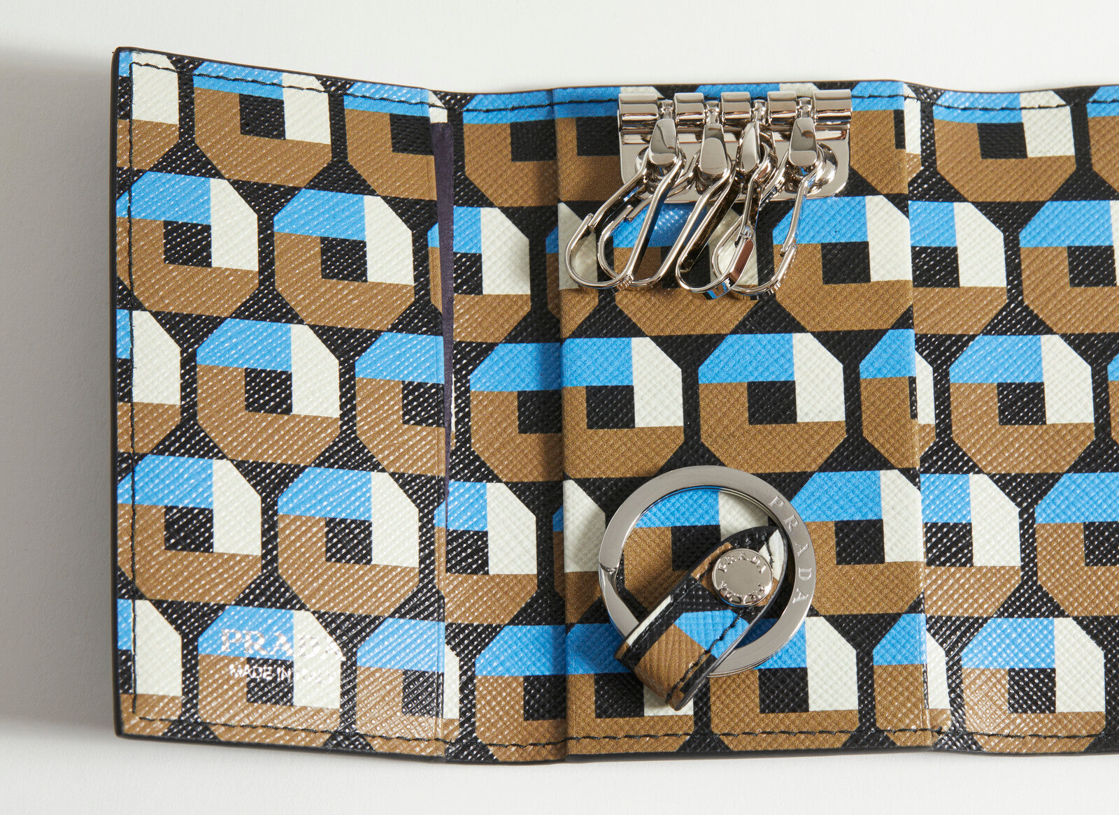 Portachiavi Prada  4-Key Case in pelle Saffiano  nero