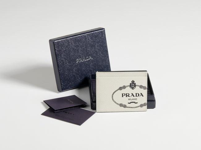 Portacarte Prada bianco e nero