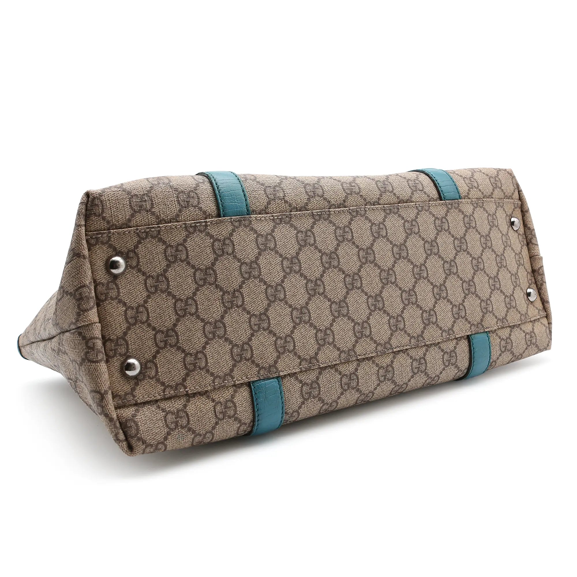 Borsa a spalla Gucci Joy  Tote GG Supreme  monogram beige e azzurra