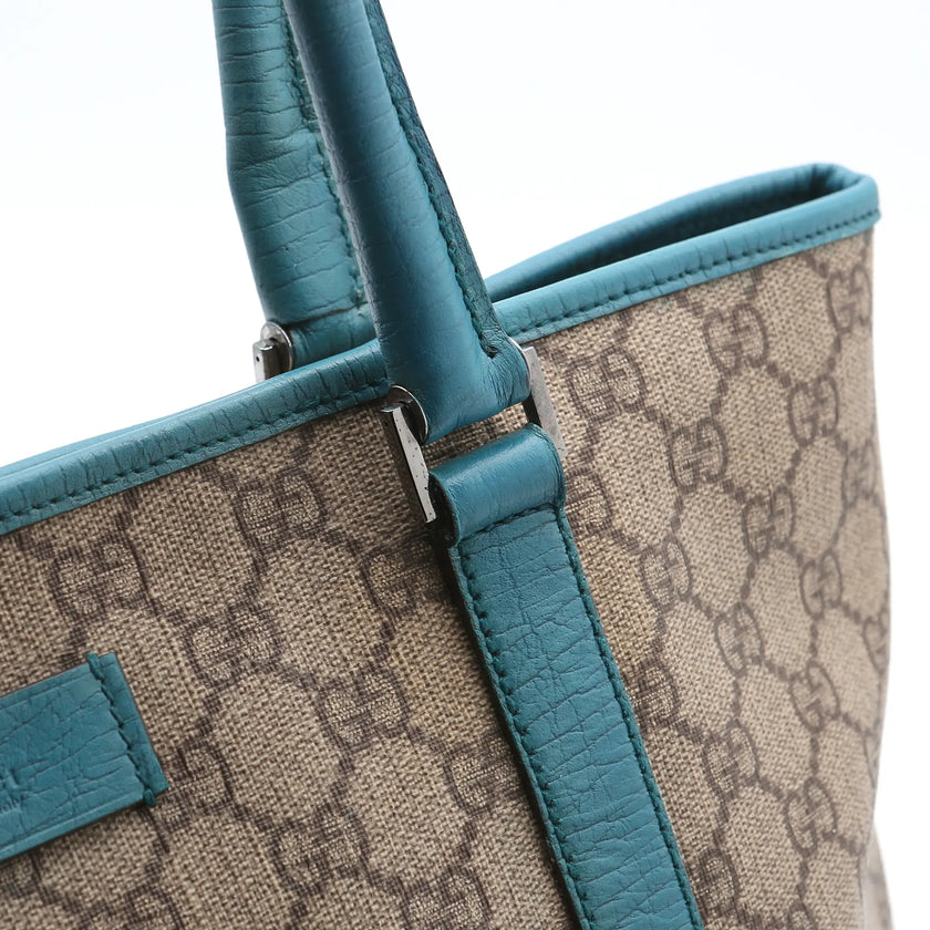 Borsa a spalla Gucci Joy  Tote GG Supreme  monogram beige e azzurra