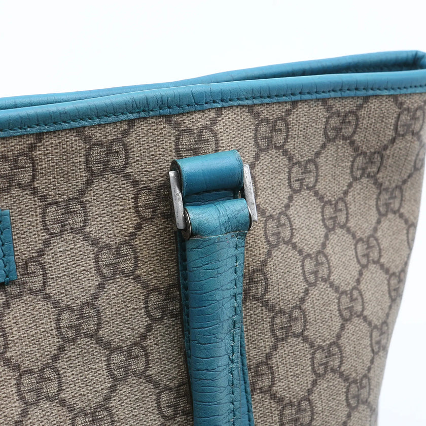 Borsa a spalla Gucci Joy  Tote GG Supreme  monogram beige e azzurra