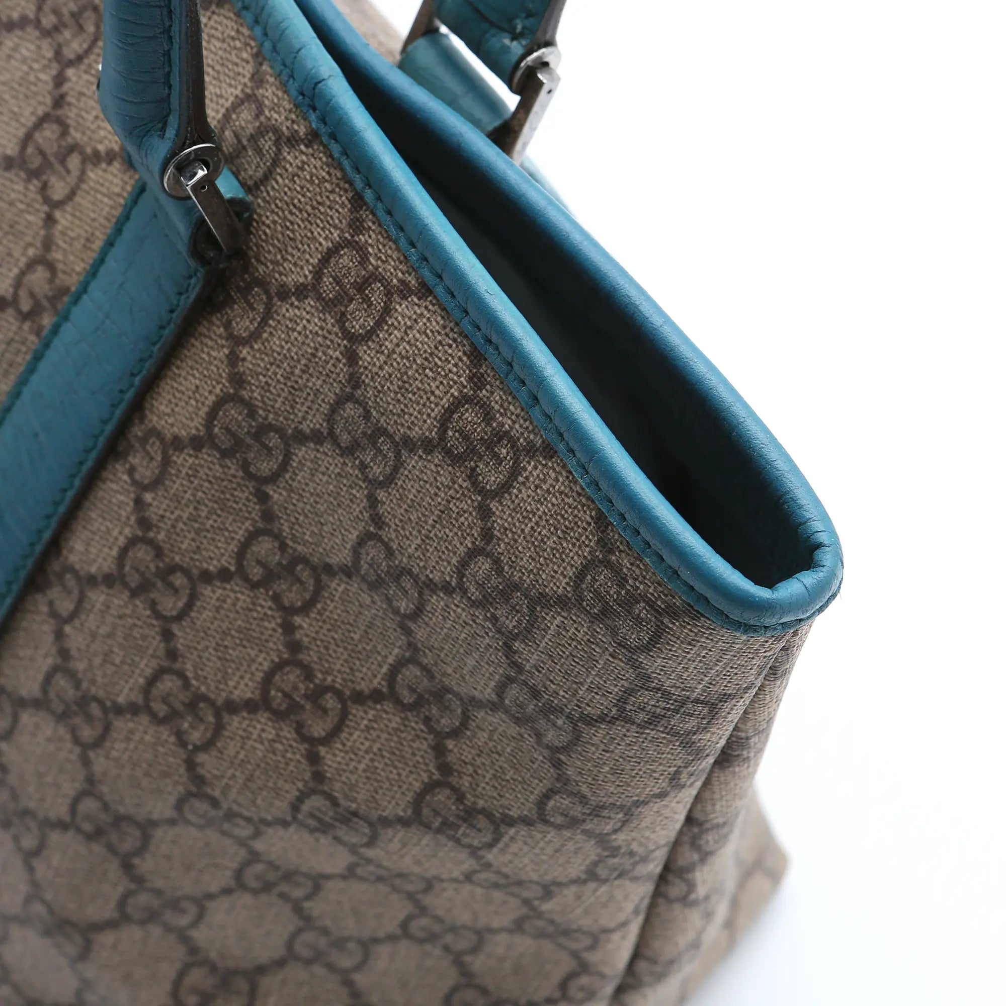 Borsa a spalla Gucci Joy  Tote GG Supreme  monogram beige e azzurra
