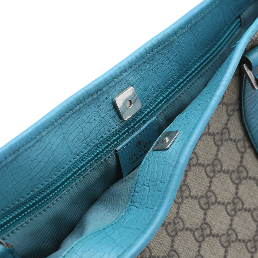 Borsa a spalla Gucci Joy  Tote GG Supreme  monogram beige e azzurra
