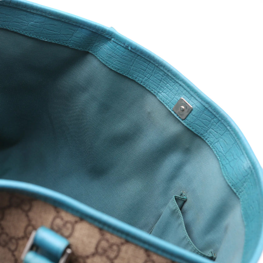 Borsa a spalla Gucci Joy  Tote GG Supreme  monogram beige e azzurra