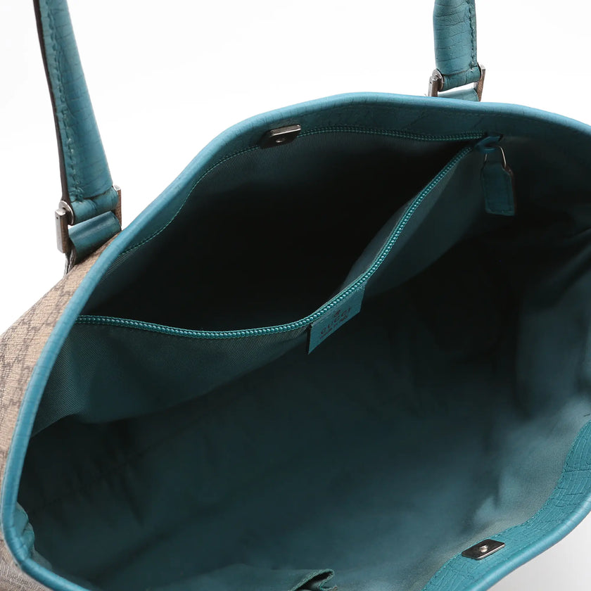 Borsa a spalla Gucci Joy  Tote GG Supreme  monogram beige e azzurra