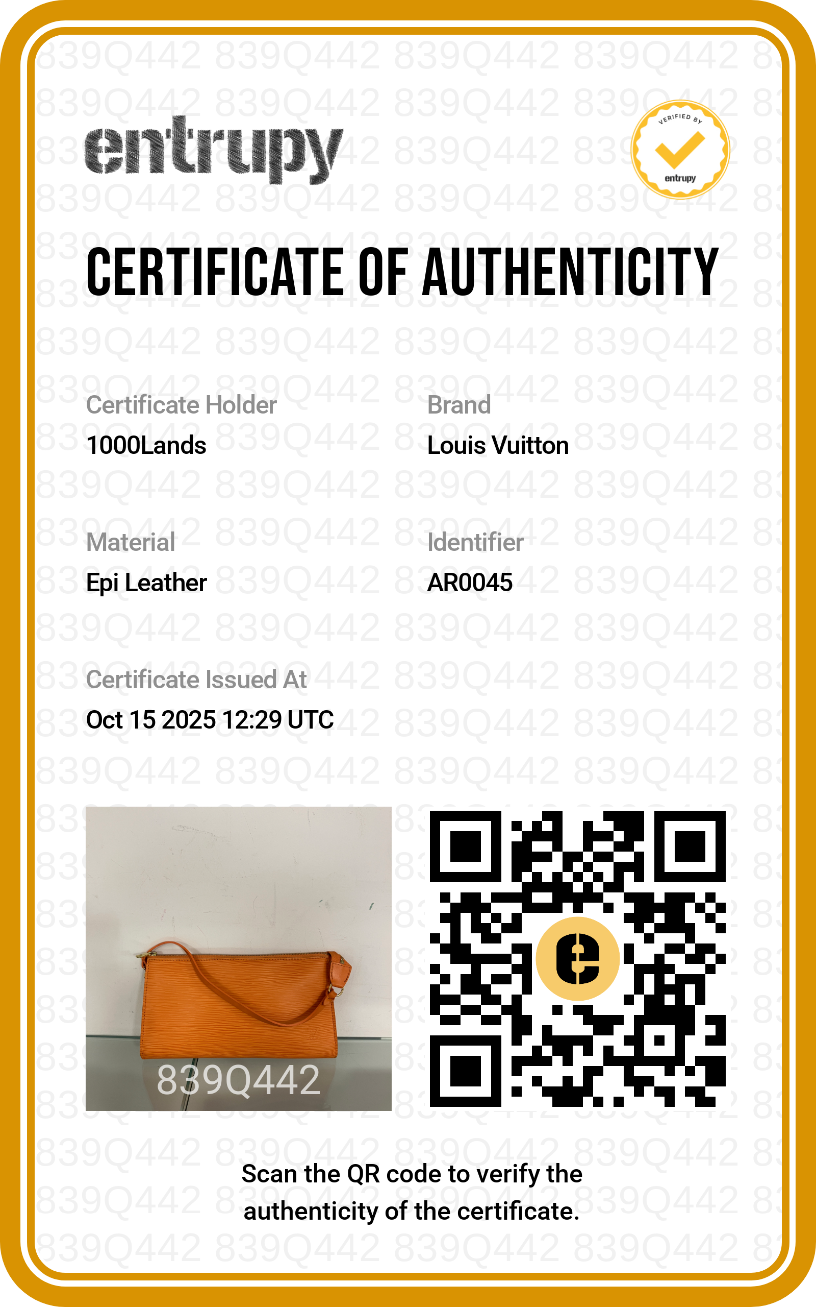 Pochette Louis Vuitton Epi pelle arancione