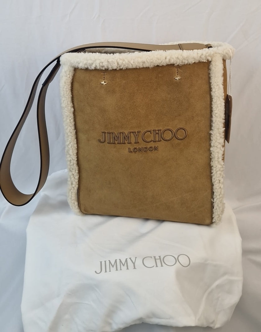 Borsa a mano Jimmy Choo suede beige